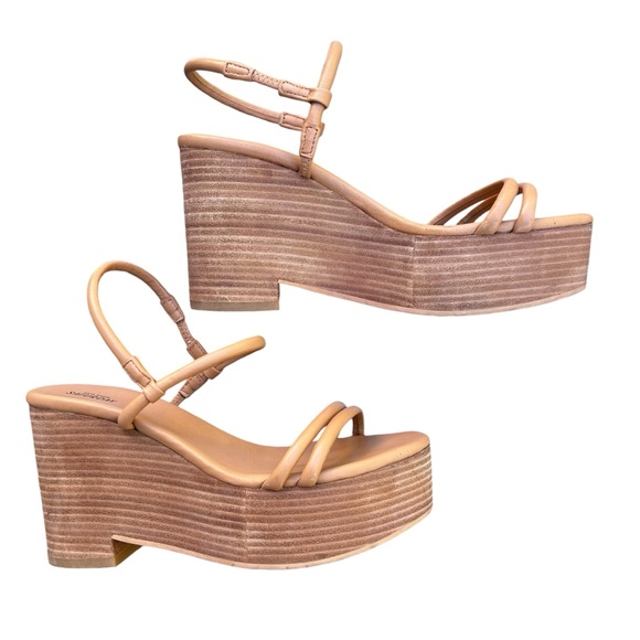 Kate Spade Saturday Wood Platform Wedge Sandal Tan Size 6 - Picture 15 of 15